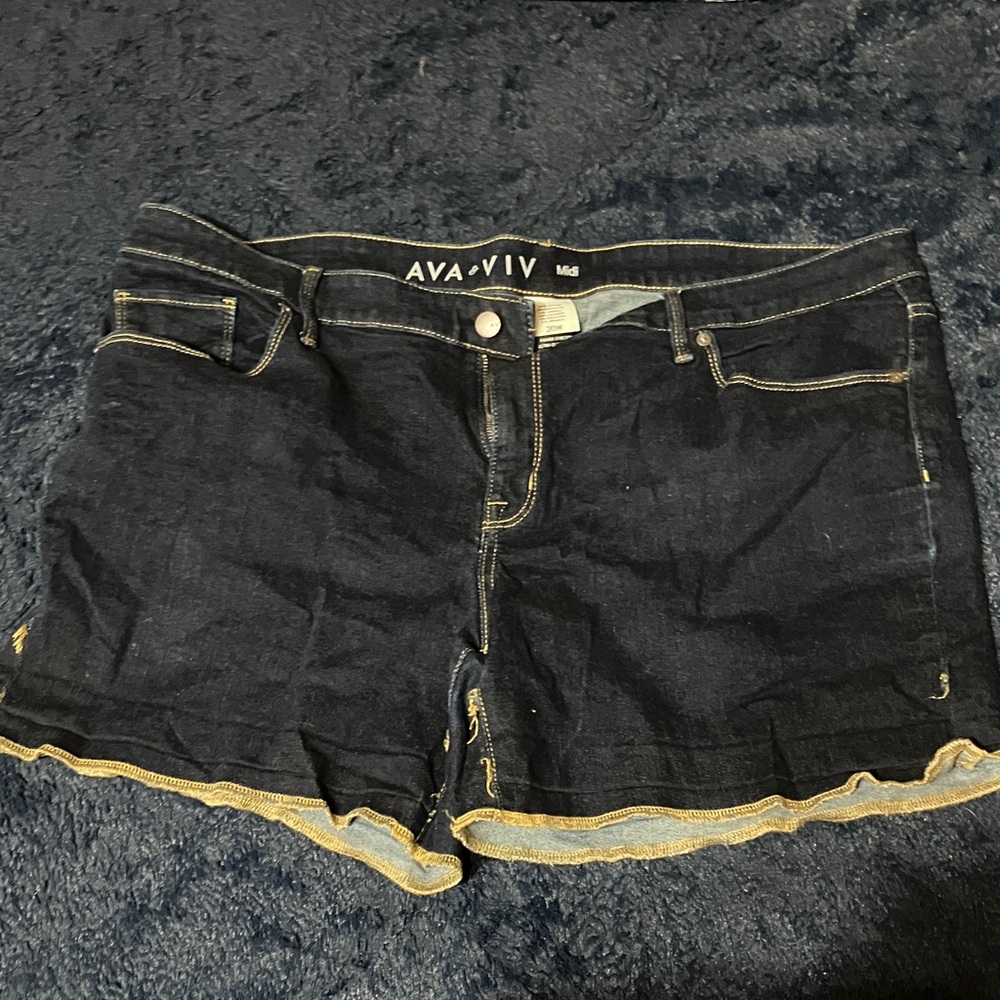 Ava & Viv Women's Dark Blue Jean Shorts